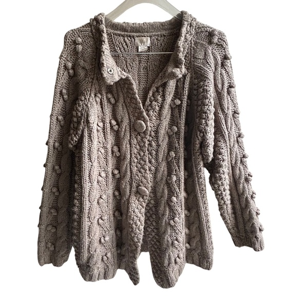 ALPS Acrylic & Lambswool Cable Cardigan Sweater Sz M - Picture 2 of 8